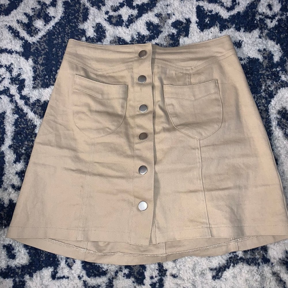 Khaki Buttoned Down Skirt